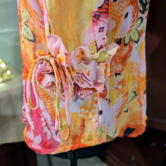 Violet & Claire Pink Orange Floral Blouse - Picture 4 of 7